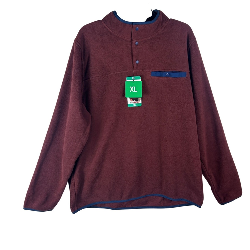 32‎ Degrees Heat Mens Red Fleece Snap Neck Pullover Sweatshirt XL NEW